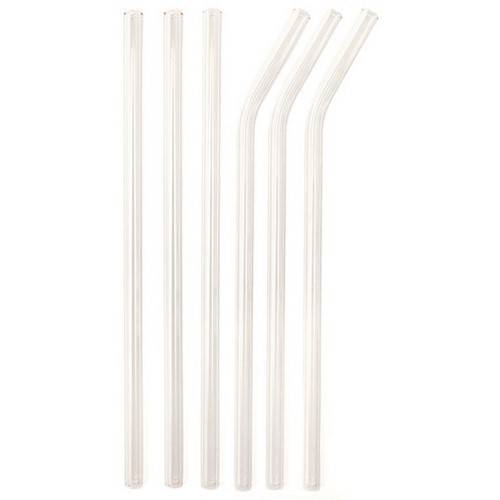 PAJITAS VIDRIO 3 CURVADAS+3 RECTAS TRANSP 21.5CMS